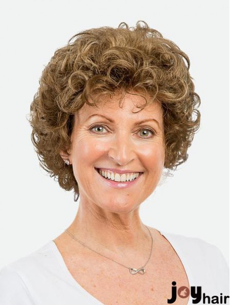 8 inch Monofilament Synthetic Short Brown Curly Amazing Bob Women Wigs