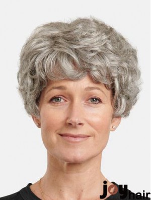 Monofilament 8 inch Wavy Synthetic Layered Short Best Grey Wigs