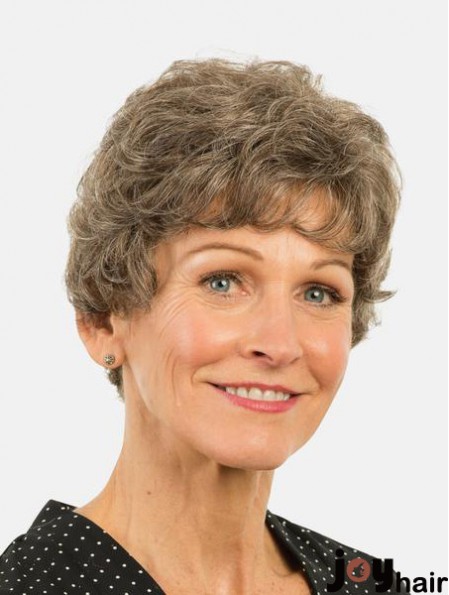 Short Monofilament Layered Brown 8 inch Curly Synthetic Wigs