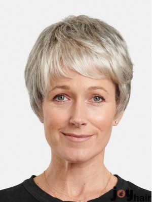 Synthetic Grey Straight 8 inch Short Incredible Monofilament Wigs