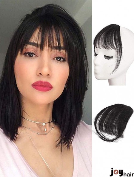 Clip in Fringe Human Hair 100% Real Hair Fringe Extensions Clip in French Bangs Fringe with Temples Clip on Fringe Bangs Real Hair Pieces for women Natural Color Washable