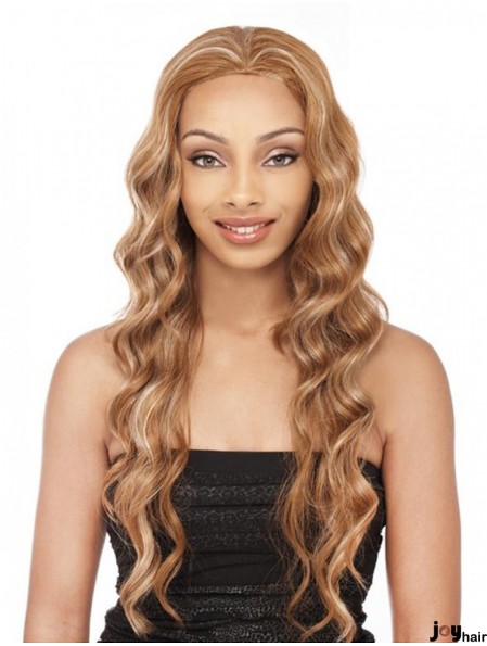 Wavy Brazilian Remy Hair Blonde Long Soft 3/4 Wigs