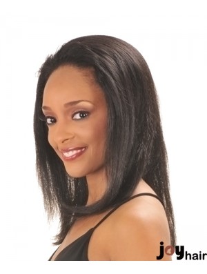 Capless Black Straight Long Indian Remy Human Hair Half Wig