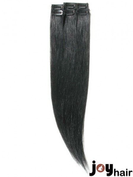 Amazing Black Straight Remy Human Hair Clip In Hair Extensions