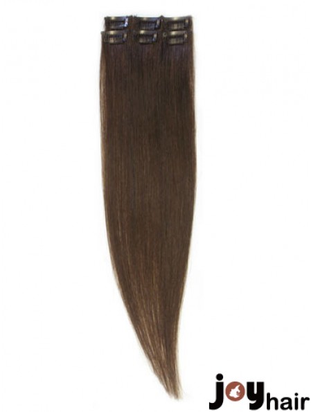 Popular Brown Straight Remy Human Hair Clip In Hair Extensions