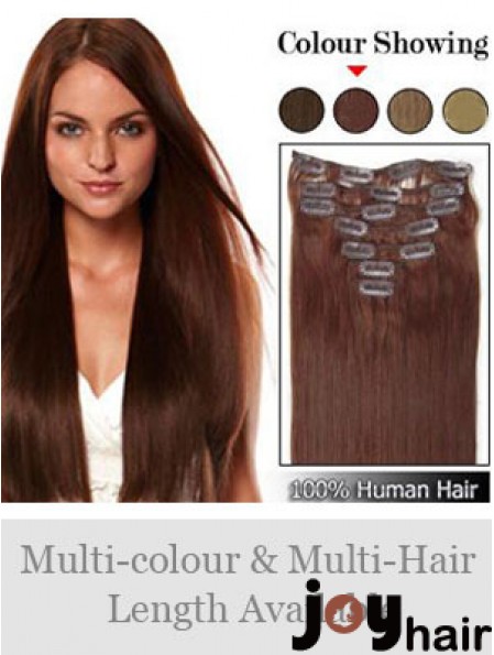 Hairstyles Auburn Straight Remy Human Hair Clip In Hair Extensions