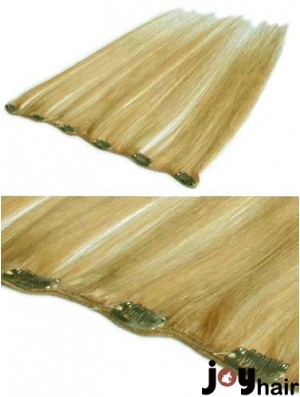 Flexibility Blonde Straight Remy Human Hair Clip In Hair Extensions