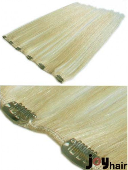 Designed Blonde Straight Remy Human Hair Clip In Hair Extensions