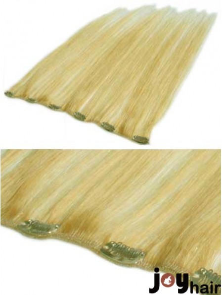 Affordable Blonde Straight Remy Human Hair Clip In Hair Extensions