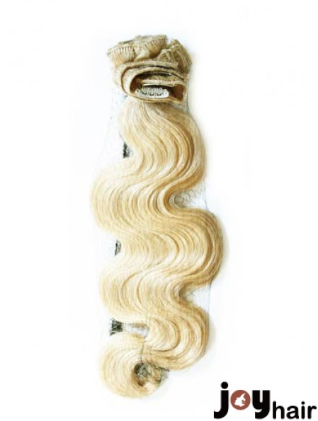 Stylish Blonde Wavy Remy Human Hair Clip In Hair Extensions