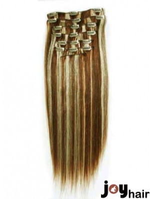 New Brown Straight Remy Human Hair Clip In Hair Extensions