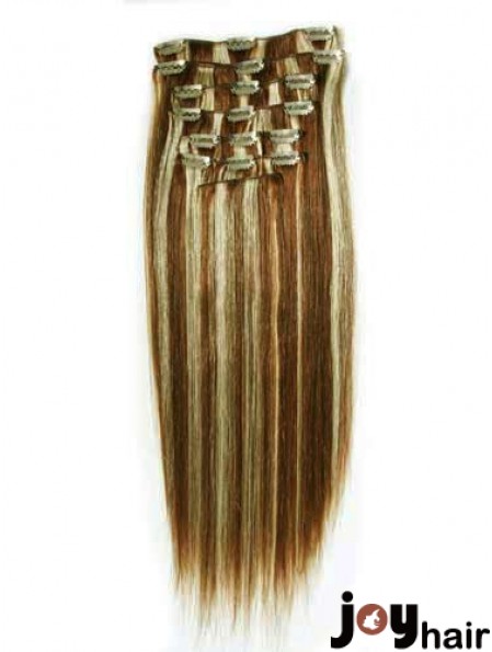 New Brown Straight Remy Human Hair Clip In Hair Extensions