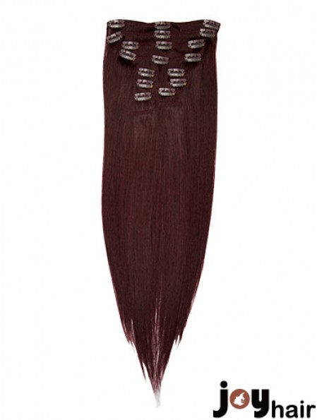 Fashionable Red Straight Remy Human Hair Clip In Hair Extensions