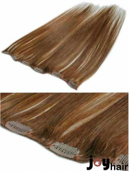 Comfortable Brown Straight Remy Human Hair Clip In Hair Extensions