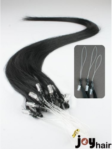 Fashionable Black Straight Micro Loop Ring Hair Extensions