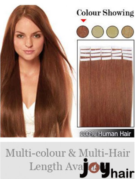 Auburn Straight Ideal Remy Human Hair Tape In Hair Extensions