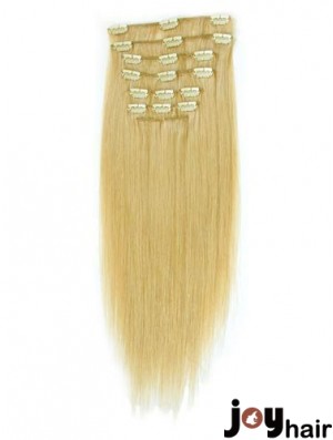 Suitable Blonde Straight Remy Human Hair Clip In Hair Extensions