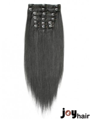 Incredible Black Straight Remy Human Hair Clip In Hair Extensions