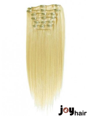 Style Blonde Straight Remy Human Hair Clip In Hair Extensions