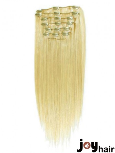 Style Blonde Straight Remy Human Hair Clip In Hair Extensions