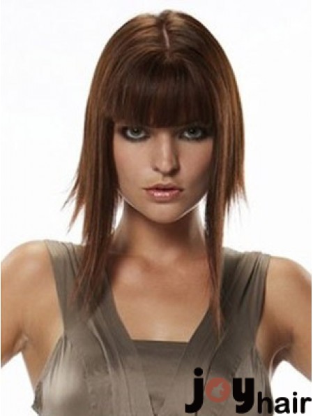 Human Hair Hairpieces Straight Style Long Length Auburn Color