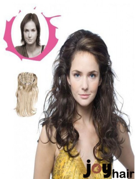 Long Curly Brown Sleek Synthetic Half Wigs