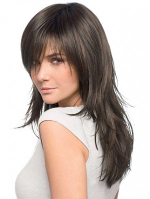 Breathable Human Hair Long Brown wig