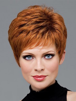 Breathable Human Hair Short Copper Wig for Women