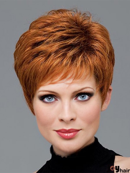 Breathable Human Hair Short Copper Wig for Women