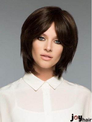 Brown Bob Wig Human Hair Straight Wig UK For Women Realistic