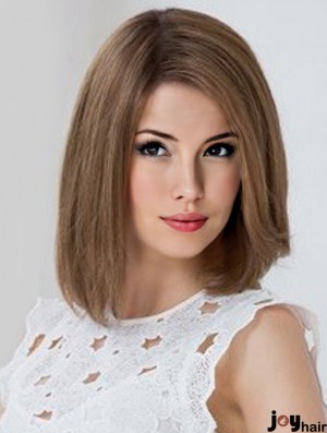 Human Hair Auburn Wig Monofilament Lace Wig Shoulder Length Straight Wig