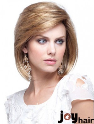 Human Hair Bob Wigs Chin Length Capless Blonde Color Bobs Cut