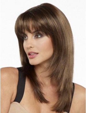 Comfortable Layered Human Hair Wig With Bangs