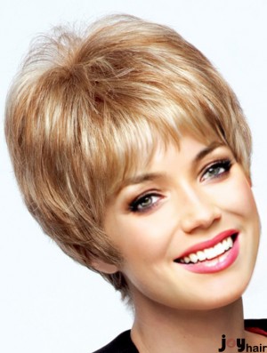 Monofilament Wigs Human Hair Straight Style Short Length Boycuts