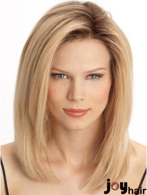 Cheap Monofilament Human Hair Wigs Sale Blonde Color Shoulder Length