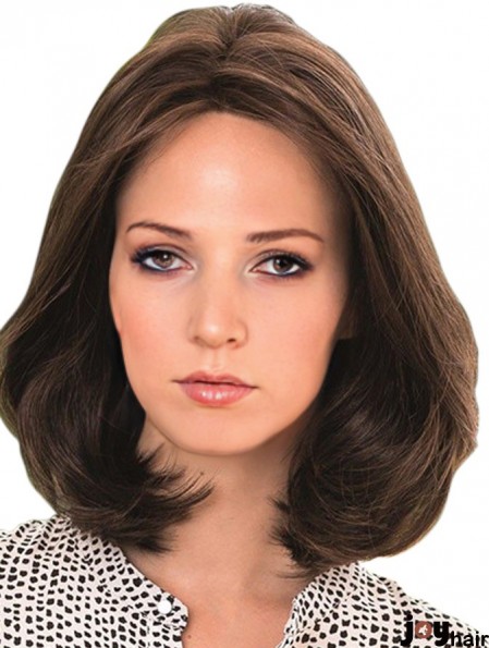 Human Hair Wig Brown With Lace Front Shoulder Length Brown Color