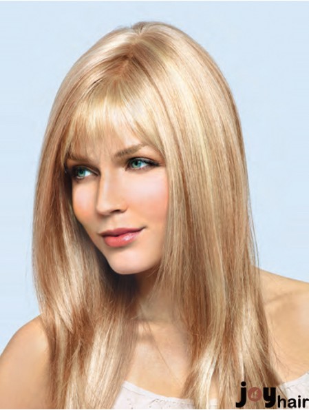 Long Wig UK Straight Human Hair Wig Blonde Hair 16 Inch