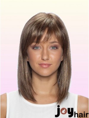 100% Glueless Human Hair Lace Front Wigs With Bangs Stright Style