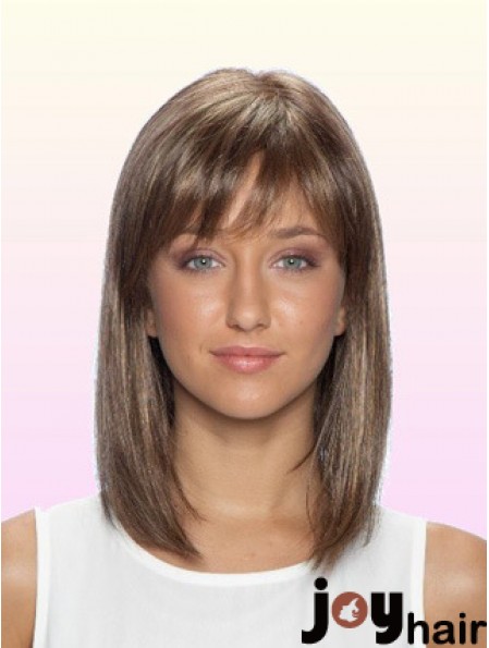 100% Glueless Human Hair Lace Front Wigs With Bangs Stright Style