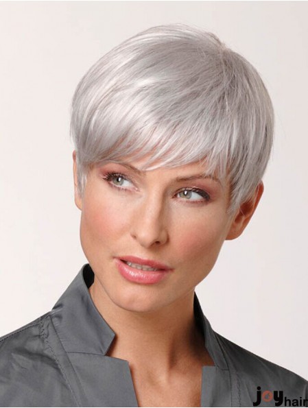 Human Hair Grey Short Wig for Women