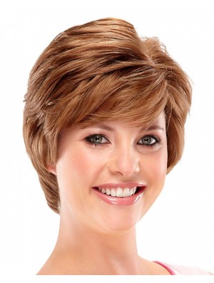 Designed Auburn Short Wavy Layered 6 inch Human Hair Wigs