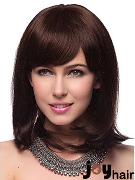 Auburn Synthetic Wig With Bangs Capless Shoulder Length Auburn Color