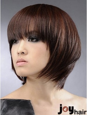 Chin Length Straight Bobs Capless Synthetic Wigs Bob Style