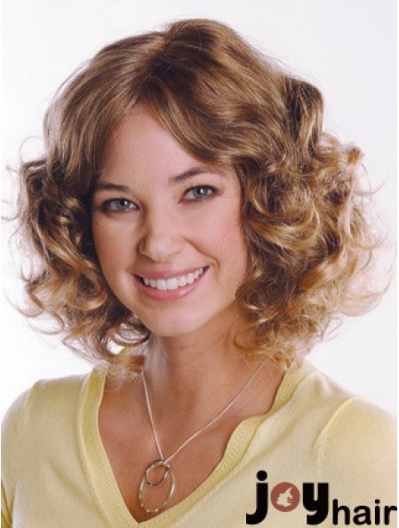 Synthetic Curly Chin Length Capless Curly Style Brown Color