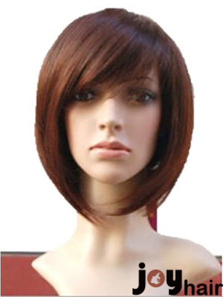 Auburn 10 inch Wavy Short Remy Human Hair Monofilament Bob Wigs