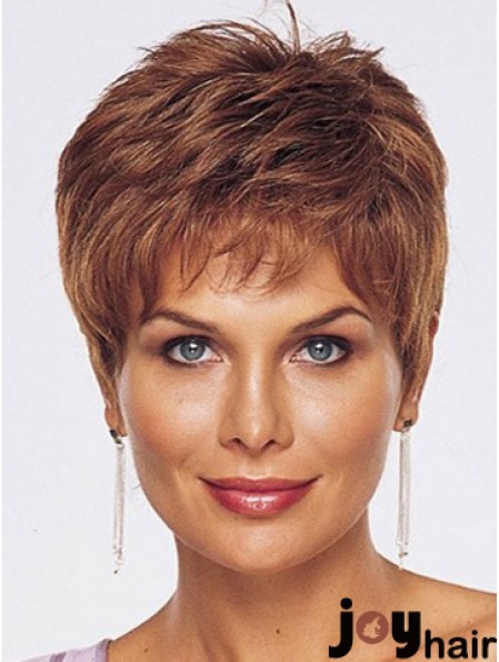 Straight Style Cropped Length Auburn Color wig