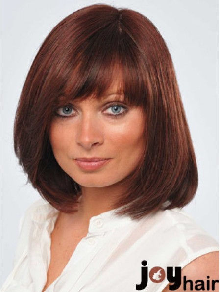 12 inch Fabulous Red Bobs Human Hair Monofilament Wigs