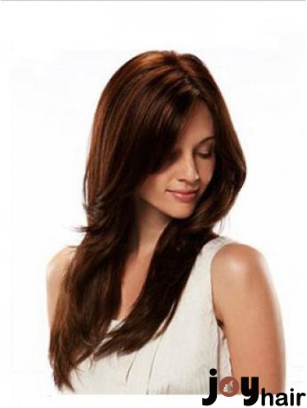 Monofilament Wig Human Hair Auburn Color Straight Style Long Length