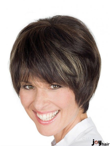 Remy Human Hair New Short Straight Grey Wigs