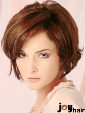 Auburn Short Cheap Wavy Layered Lace Wigs